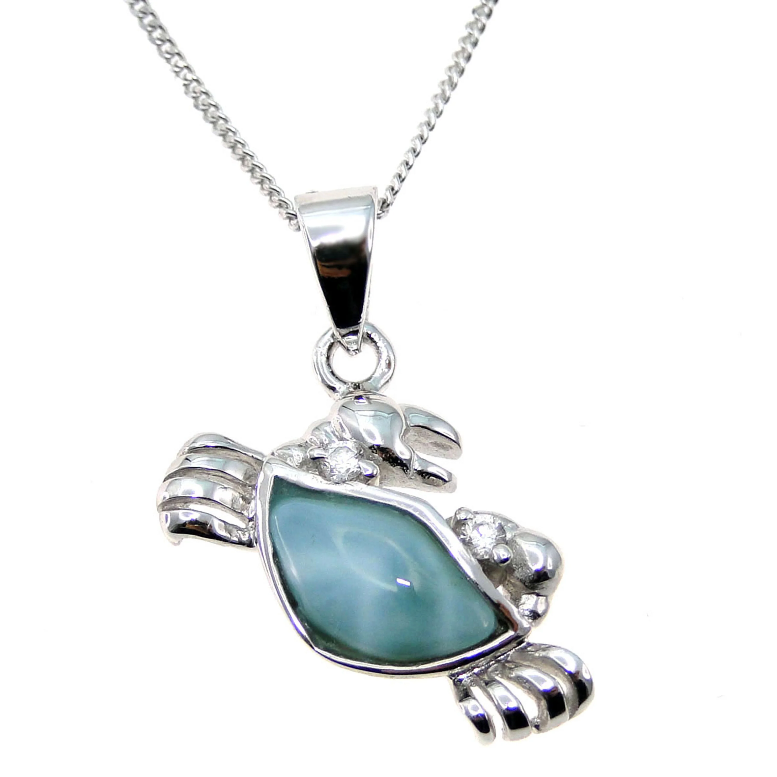 

Hawaiian Sealife Collection Silver Jewelry sterling silver Larimar Crab Pendant, Blue