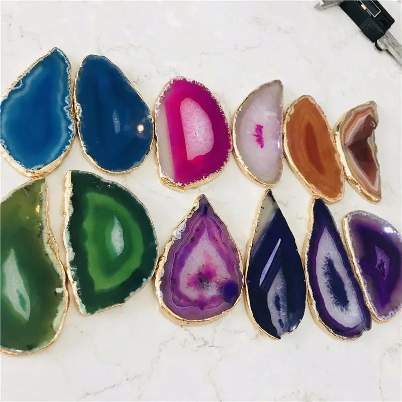 

Wholesale Agate Slice with Golden Edge, N/a