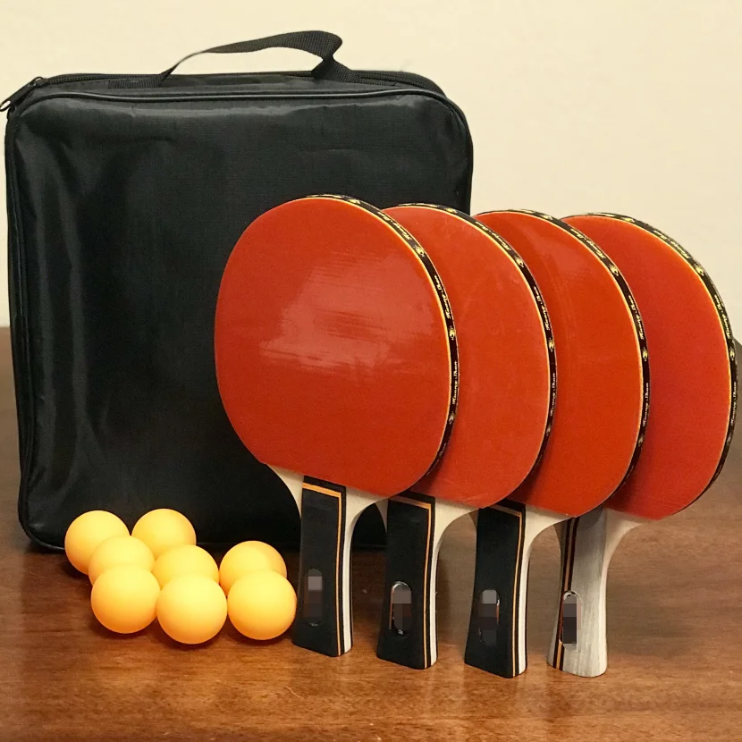

professional table tennis racket set case customized logo manufacturer directly made 4 Player table tennis racket, Yellow;black;green;brown;blue;white;red;pink;silver;etc.