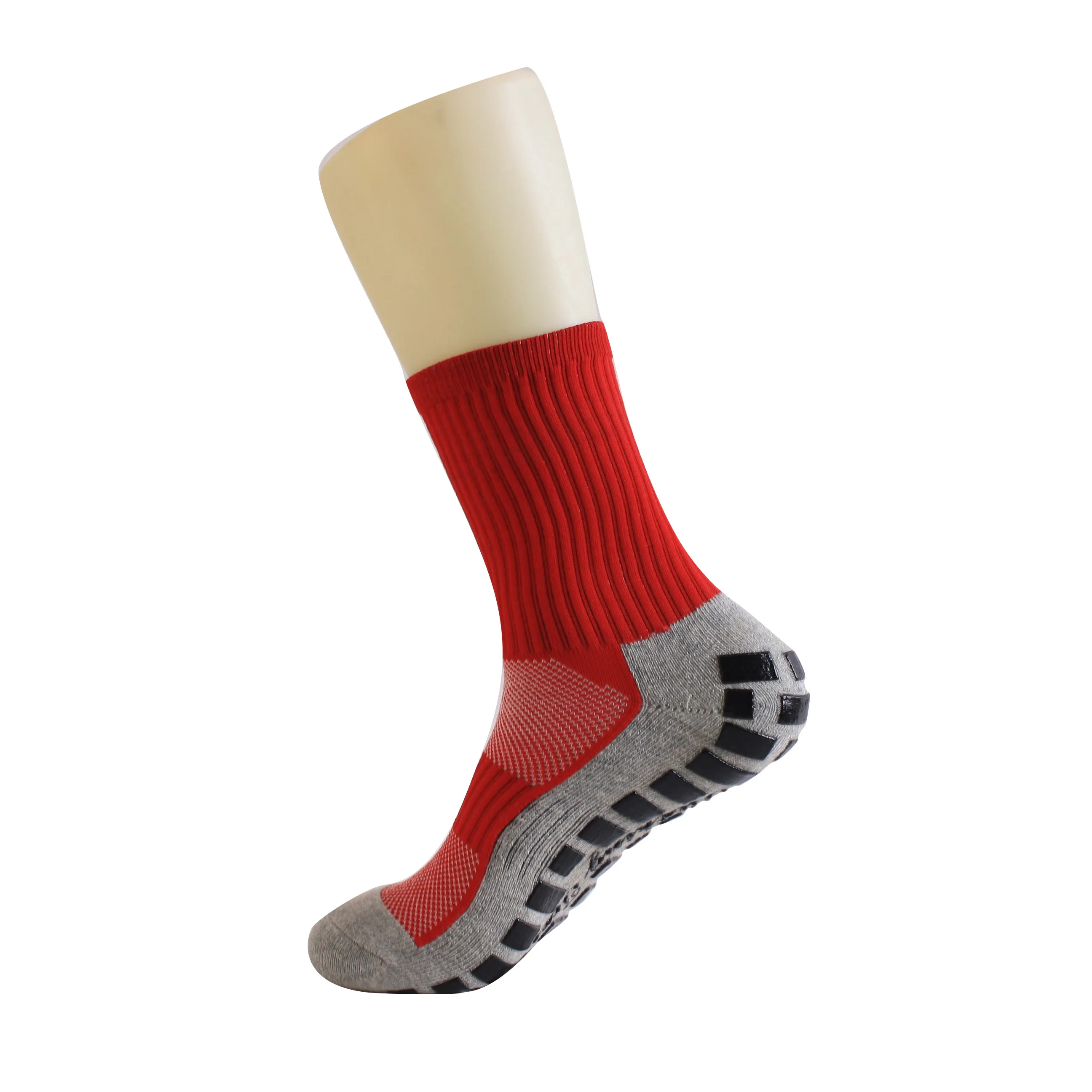 

coral red anti-slip custom men trampoline socks with silicon grip, Custom color
