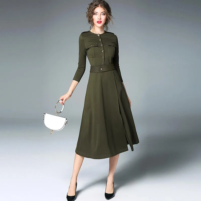 

Maxnegio maxi long sleeve blazer dress women work dress, Green