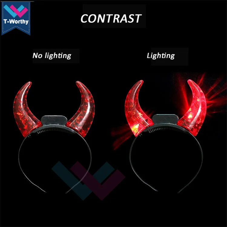 Tworthy Devil Horn Led Headband Light Customized Logo Promotion Gifts