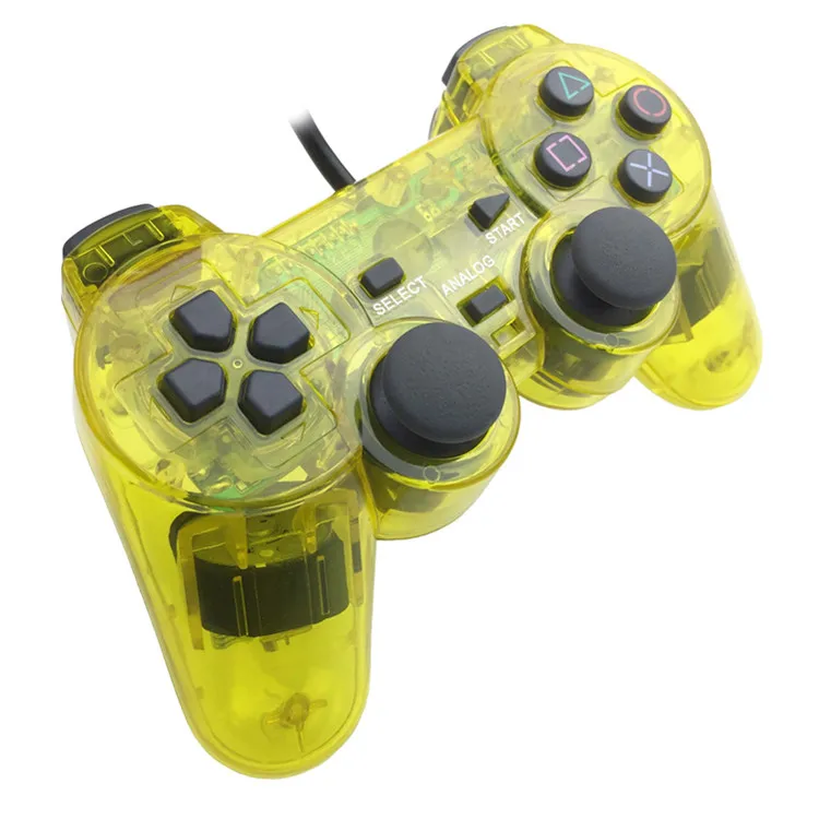 

New customized classic gamepad for PS2 wired controller, Transparent yellow