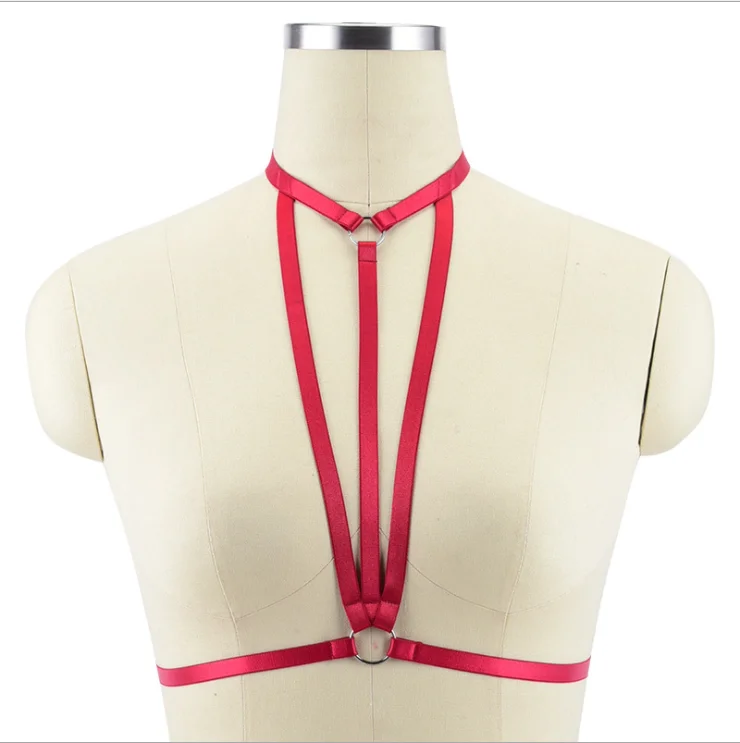 

Women Harness Bra Elastic Cage Bra Hollow Bandage Strappy Halter Bra, Different color for you choose