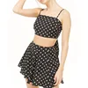 100% Polyester Polka Dot Cropped Top Mini Two Piece Set Women Dress