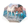 Unique Custom Horse Running Print Portable Automatic Folding Rain Sun Umbrellas Parasol