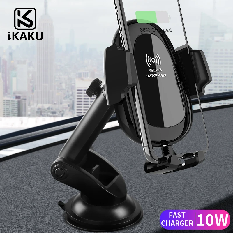KAKU 2018 new products qi standard 360 degree adjustable fast wireless car charger holder