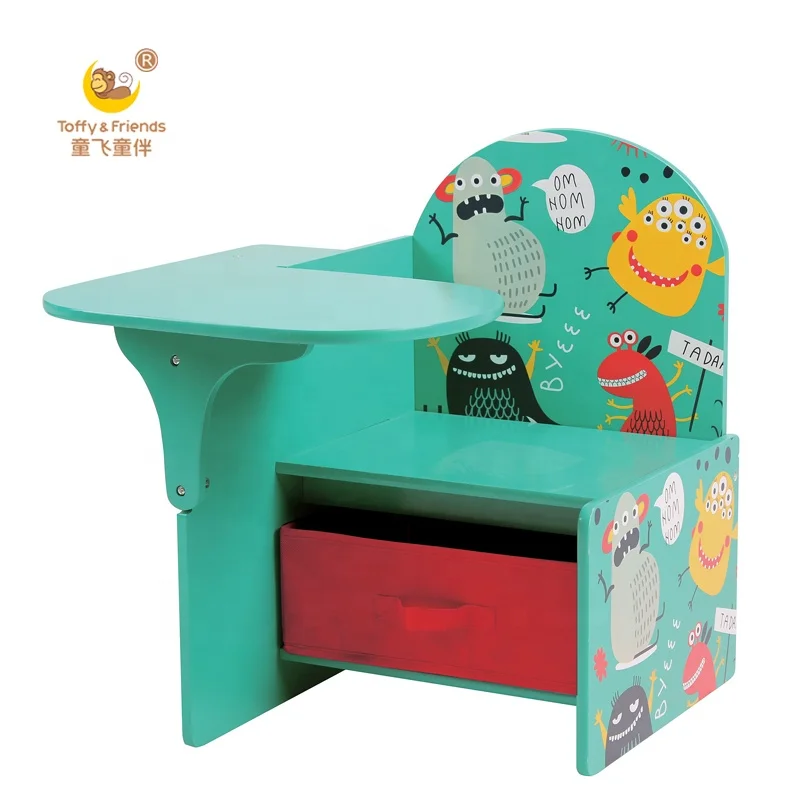 
Toffy & Friends Monsters Kids Writing Desk and Chair with Storage Drawer 