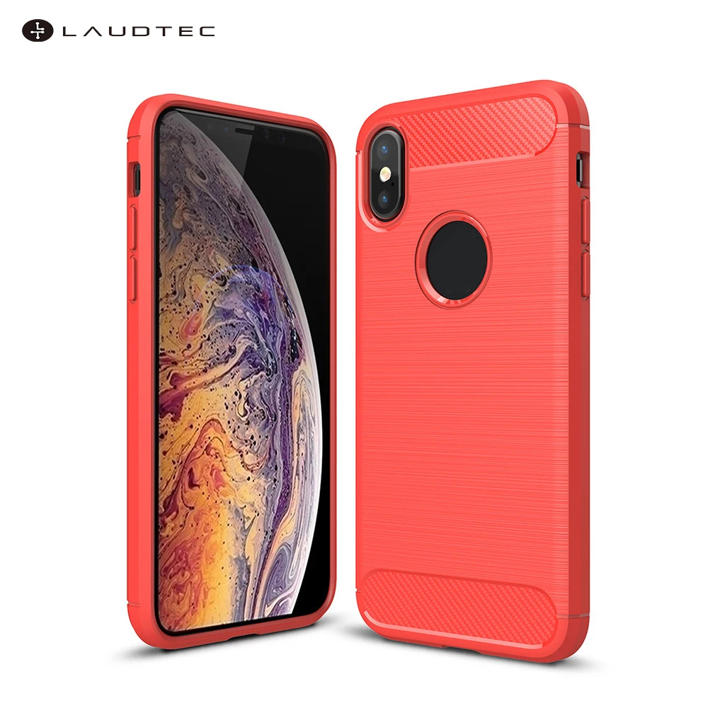 

Carbon Fiber Soft Tpu Back Cover Phone Case For Iphone X Xs, Black;navy blue;red;gray