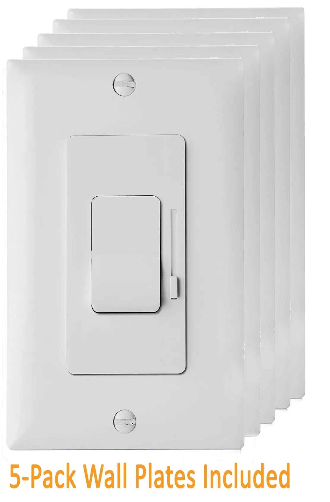 Enerlites LED Dimmer Switch 3 Way Dimmer Switch, Universal Lighting Control, Dimmer Switch for LED lights, CFL, Incandescent, Halogen, Wall Plates Included, 51300 White - 5 Pack