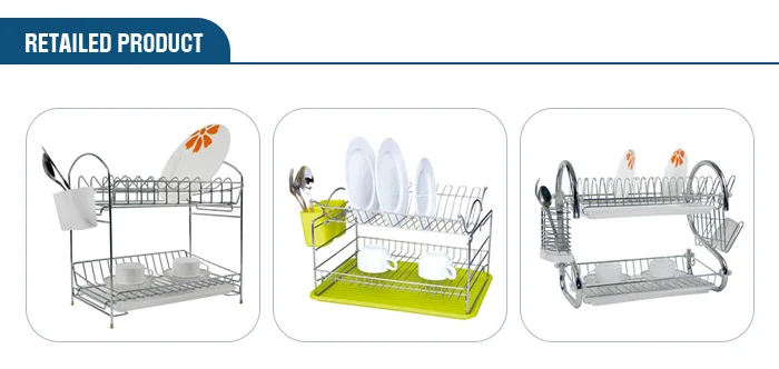 Stainless Steel 2 Tier Kitchen Dish Drying Rack Cabinet Dish Rack