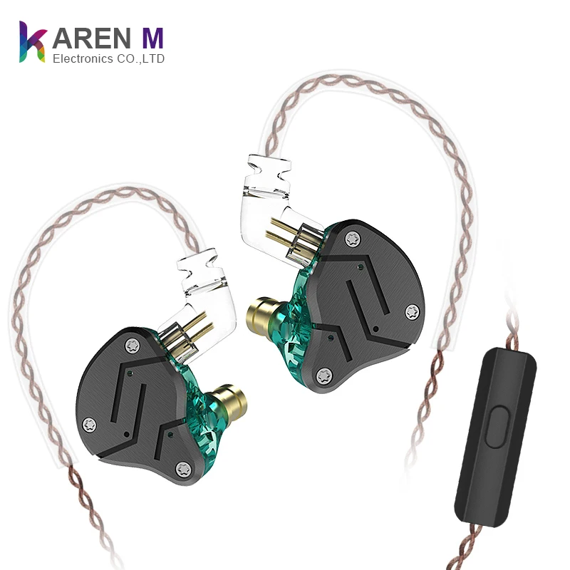 

Original 3.5mm KZ ZSN hybrid in ear Earphone with HD Microphone headphones ZST Pro/ZSR/ZS6/ZS10/AS10/ZS4/BTE Earphones, Black/green/purple