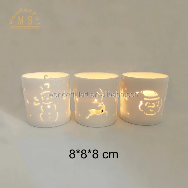 Ceramic christmas decorative tealight holder,votive t-light candle holder,geometric candle holder for lover's day