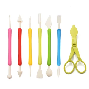 Image of 7Pcs Plastic Cake Decorating Sculpting Modeling Fondant Icing Tools Set For Cake Flower