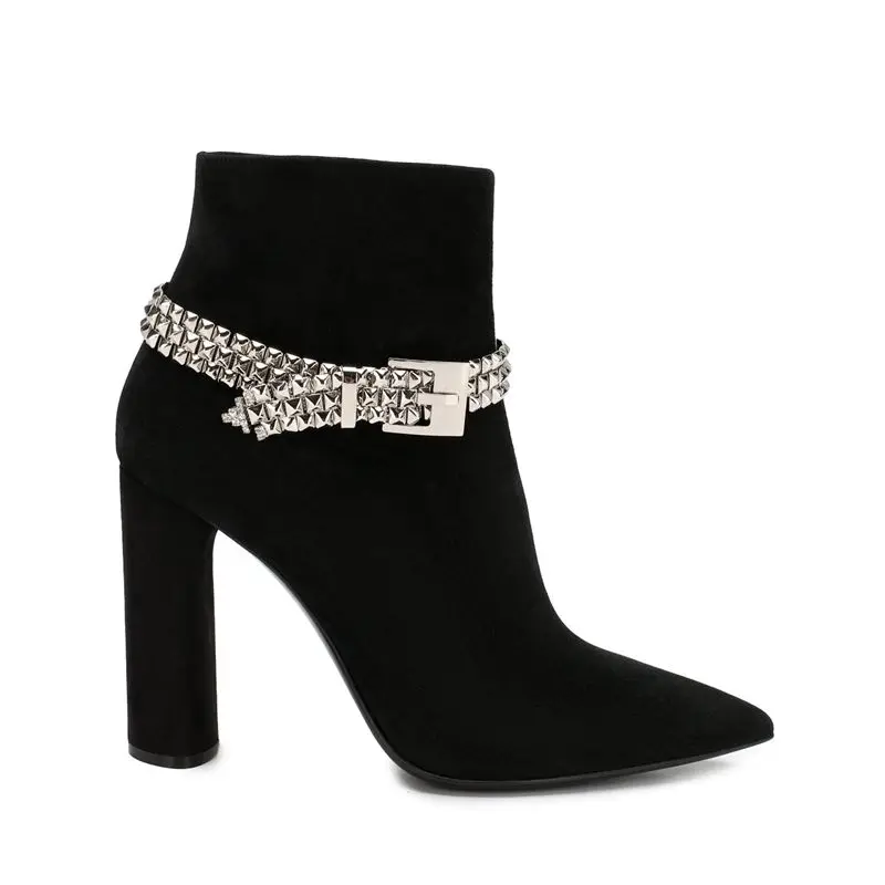 

Black rhinestone ankle boots women shoes ladies