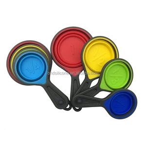 Image of Colorful Collapsible Silicone Measuring Cups, Measuring Cups and Spoons Set