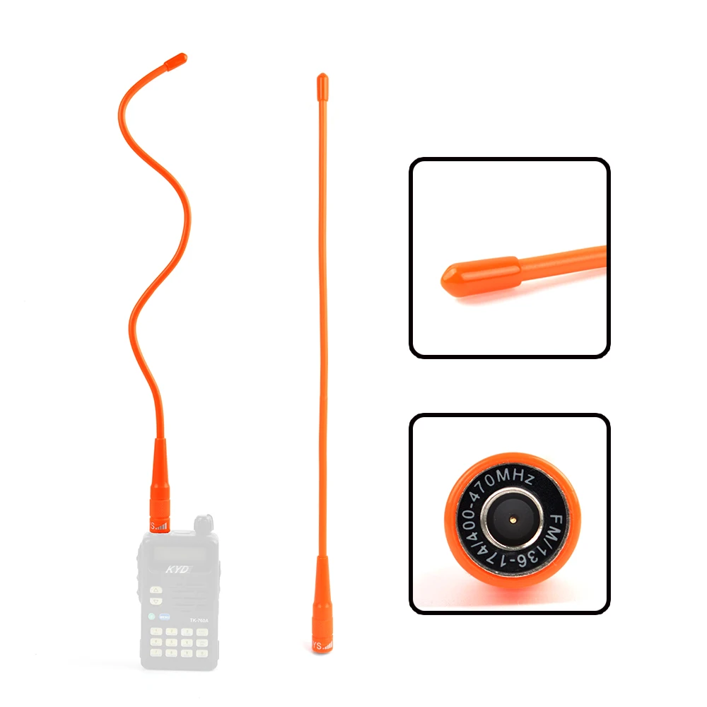 Orange Dual Band Flexible Whip Antenna Tcrhf40 Smamale Vhf Uhf Dual