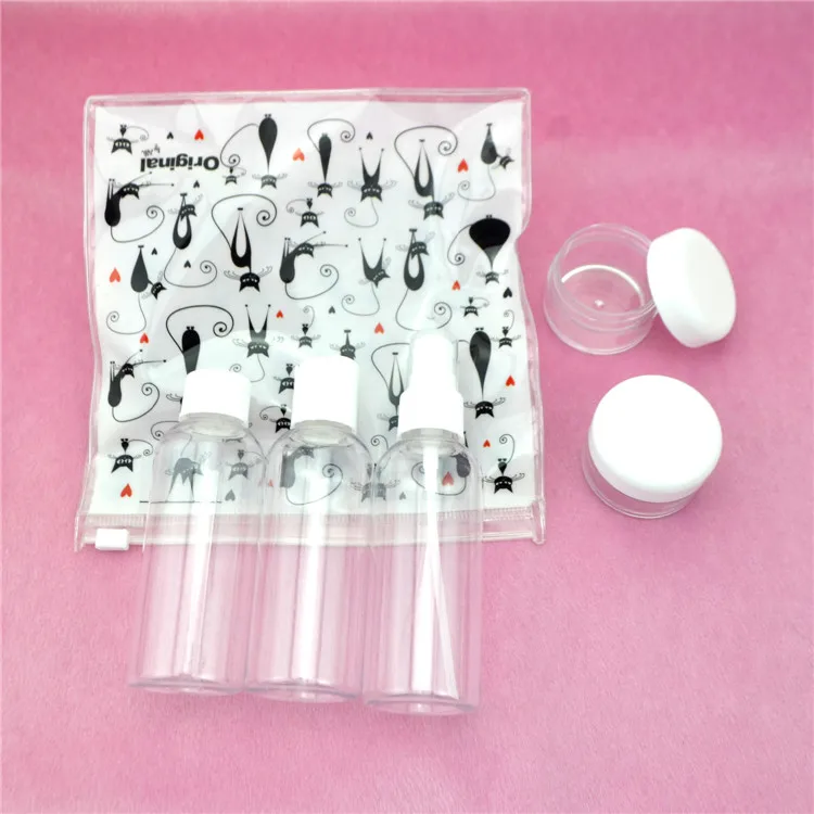 5 PCS cheap travel sets clear bottle travel kit with PVC package