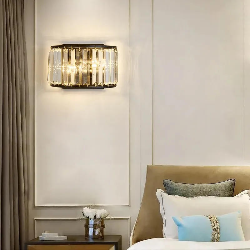 2019 fancy luxury restaurant hotel home bedside nordic glass indoor modern sconce wall lamp LED crystal wall light
