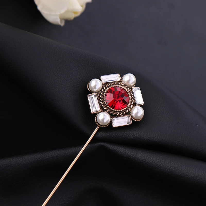 Fashion Korea Style Brooch Pin Gorgeous Bridal Hair Red Gem Pendant