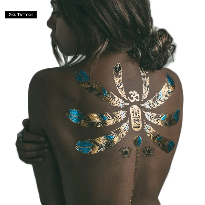 

New Products Popular Custom Gold Henna Tattoo Metallic Tattoo For Body