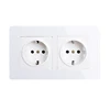 Wall Crystal Glass Panel Power Socket Plug Grounded, 16A EU Standard Electrical Double Outlet 146mm * 86mm