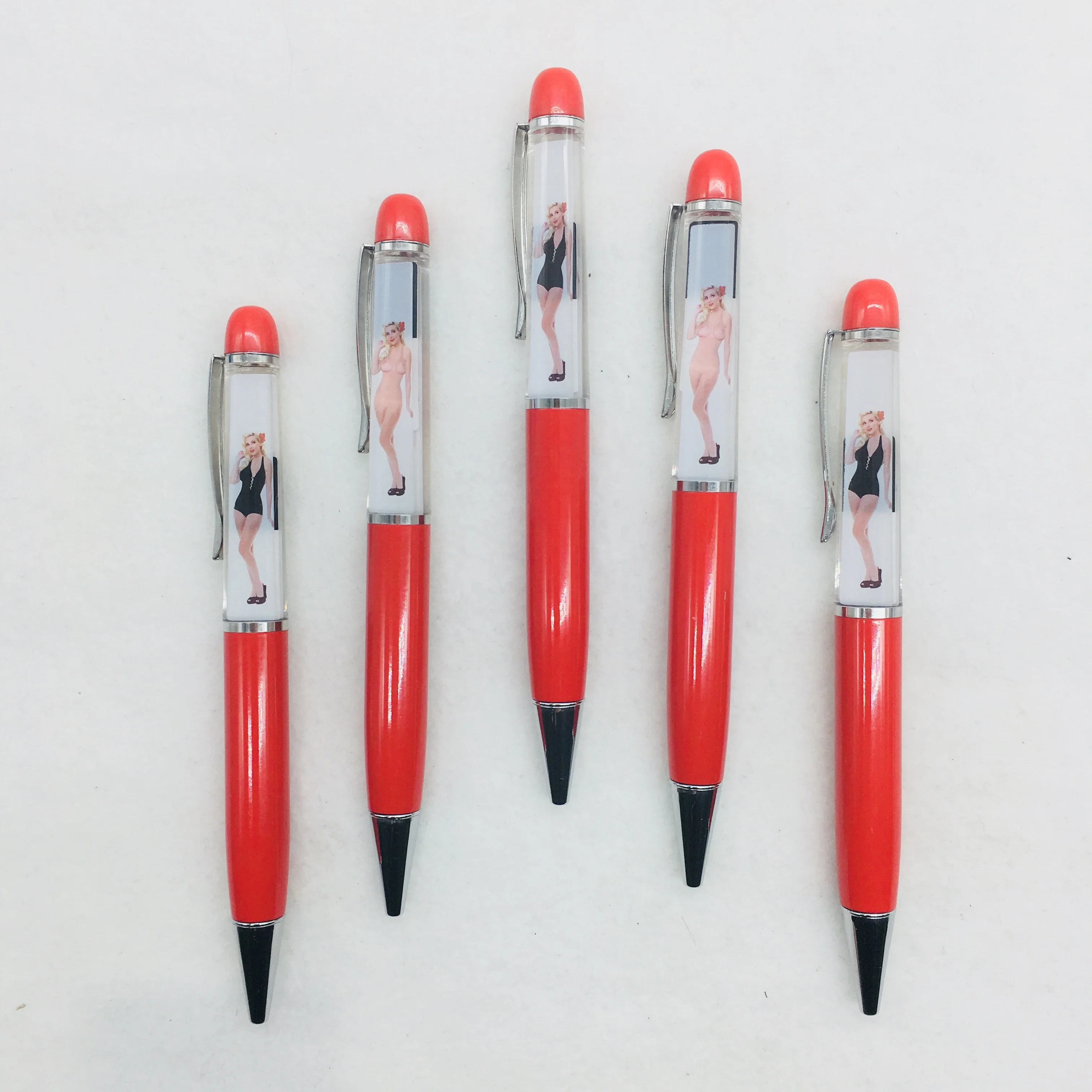 

Novelty White 3D Liquid Filled Floating Ballpoint Pens Ball Point Pen