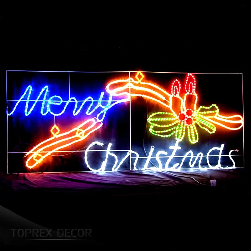 LED rope light decoration 2d motif lighted merry christmas signs outdoor
