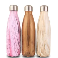 

Bamboo Wood Cola Shape Travel Water Bottle Stainless Steel Double Wall Vacuum Insulated Metal BPA Free Leak-proof