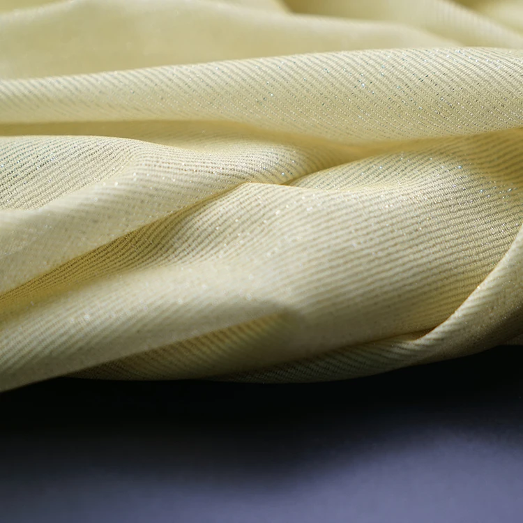 
High quality light yellow metal chiffon fabric velvet stretch fabric stitching vinyl fabric 