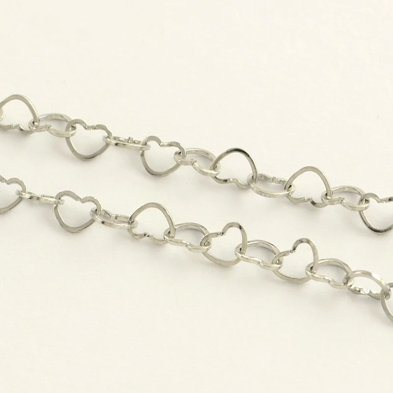 

PandaHall 304 Stainless Steel Soldered Heart Shaped Chain, Stainless steel color