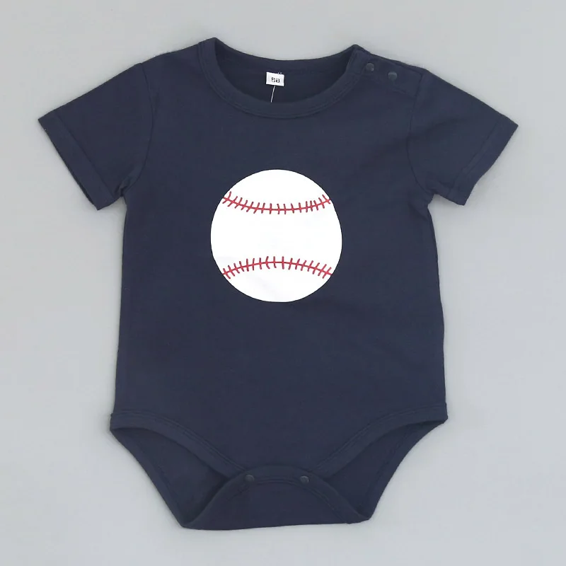 

Baby Rompers Rugby Baseball Printed Short Sleeve Cotton O-Neck 0-12M Newborn Boys Girls Roupas de bebes Baby Clothes Bodysuit, As pictures