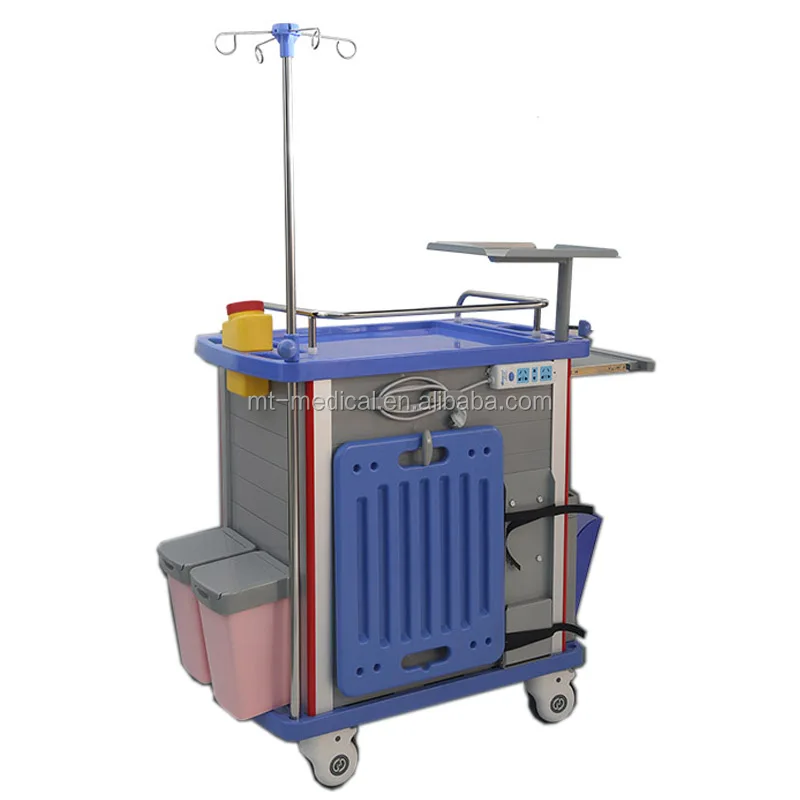 Hospital ABS ICU emergency medicine trolley medical equipment trolley cart with casters
