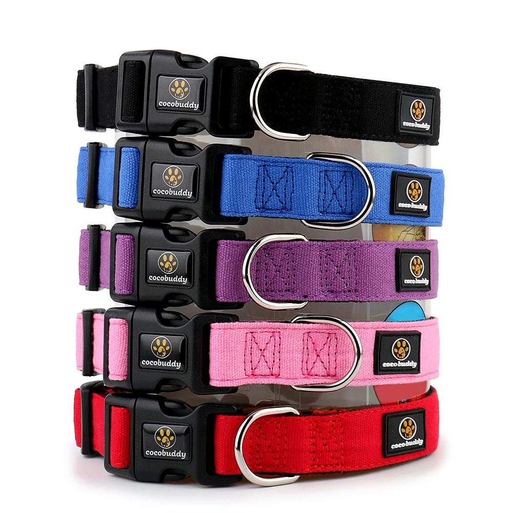 

Private Label Pet Products Cotton Canvas Pet Collars With Nylon Webbing Dog Collar, Red, pink, blue, purple, black