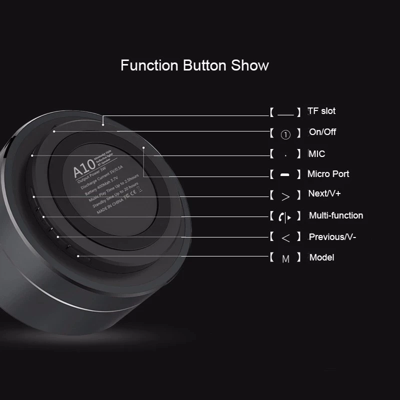 A10 Bluetooth speaker ,mini speaker bluetooth with led light ,led aluminum bluetooth speaker with TF Card christmas gift - ANKUX.COM