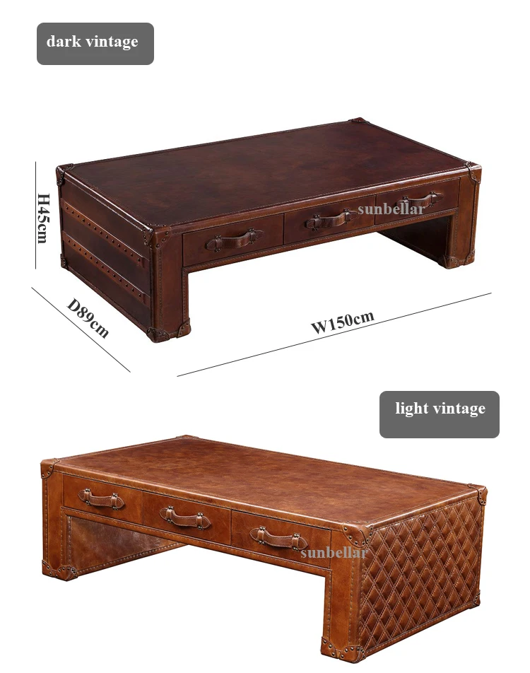 Luxury Vintage Trunk Coffee Table 100genuine Leather Antique Chests