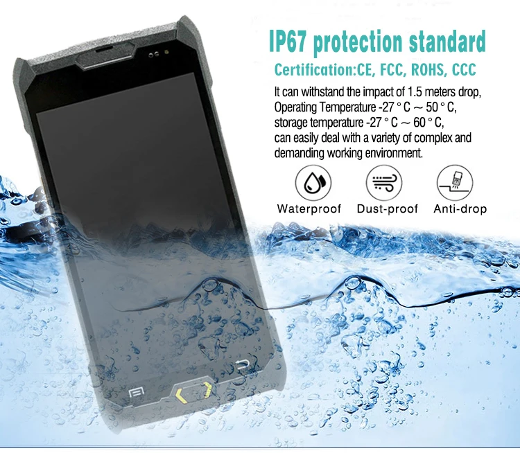 Courier IP67 RFID Reader Smartphone Mobile Android Handheld PDA With SDK C50