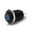 Drucktastenschalter LED Momentary Latching Swwitch, Auto 12mm LED Licht Momentary Push Button Switch Toggle Schwarzes 2A blueLED