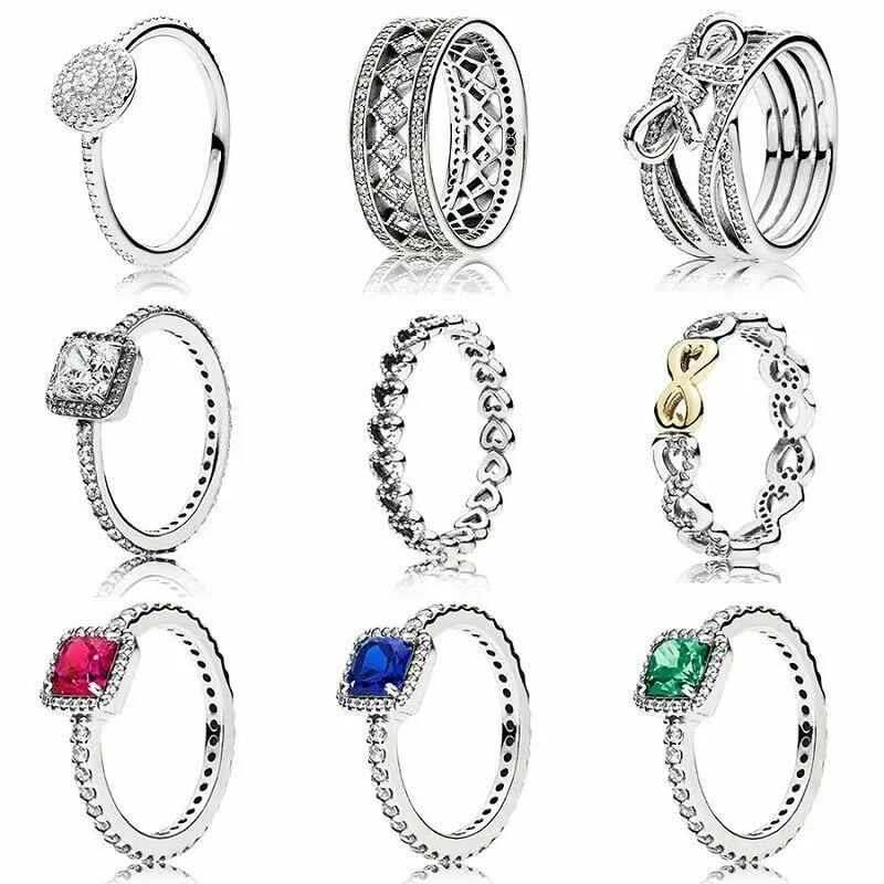 

New arrival high quality women 925 Sterling Silver Rings Jewelry fits for pandoras box rings, Accept customized color