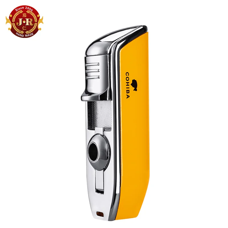 

COHIBA Cigar Lighter Factory Wholesale Price 3 Flames Cigar Torch Lighter with Cigar Punch CB-0307