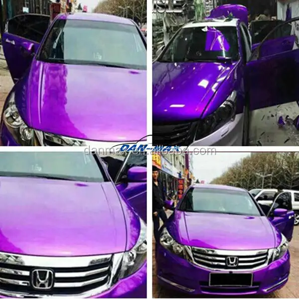 Mengkilap tinggi self adhesive chrome logam ungu  wrap 