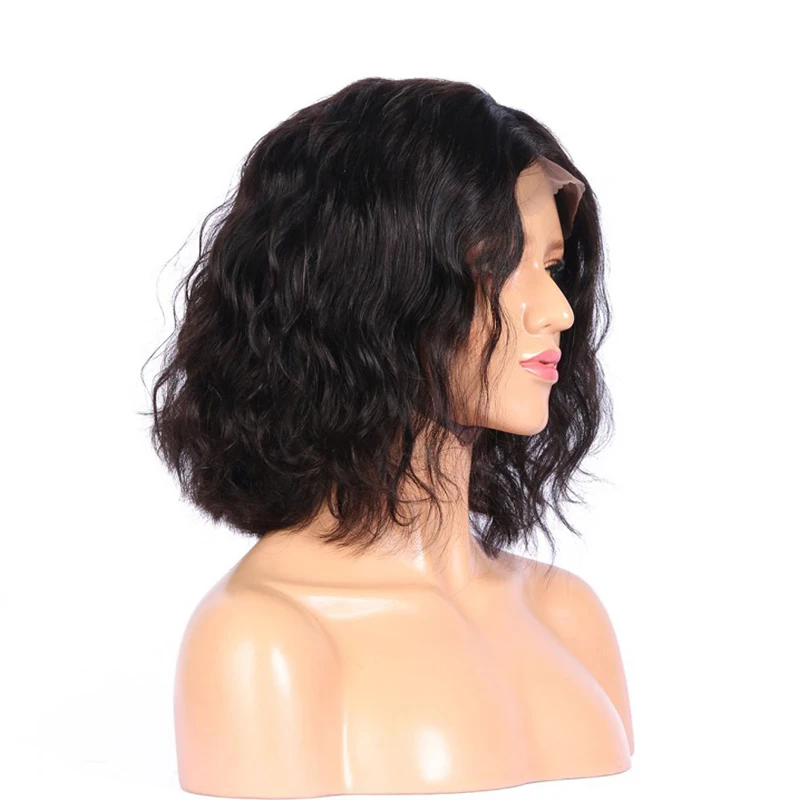 

150 Density Short Lace Front Human Hair Wigs Pre Plucked With Baby Hair Non Remy Wavy Brazilian Wigs For Black Women