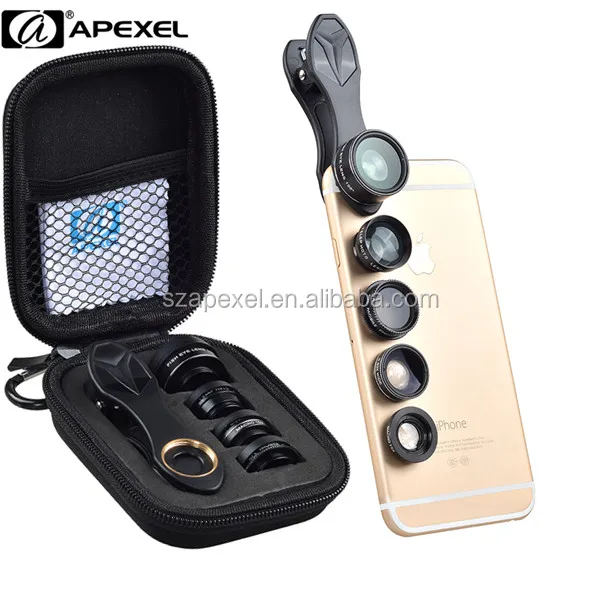 

New 2021 Gadgets Mobile Phone Accessories private label 5 in one phone camera lens, Black/customized