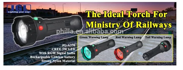 durable nylon body railway 3.7v 5JG-A370 rechargeable led railway signal torch