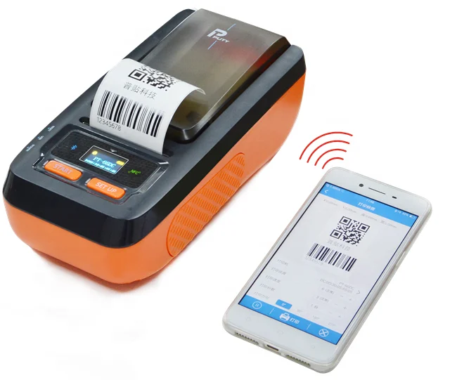 

PUTY PT-66DC mini portable mobile barcode handheld thermal transfer label printer android pocket printer