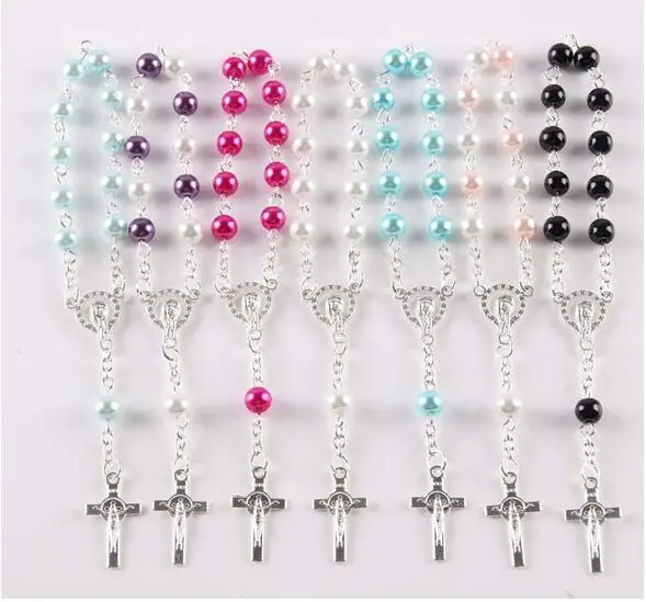 

free shipping beaded rosary bracelets, Clear;white;pink;green;blackand other colors