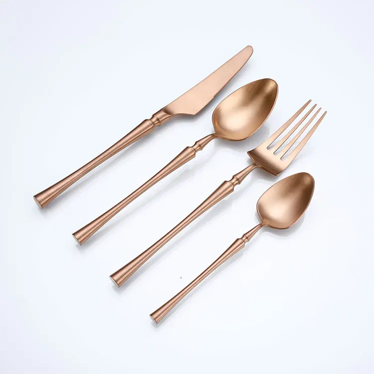 

Premium wedding stainless steel spoon knife fork copper rose gold cutlery set, Customized