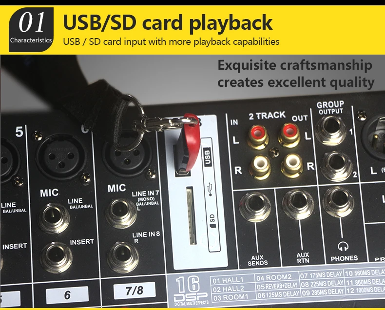 Professional audio mixer 8 channel mixing console