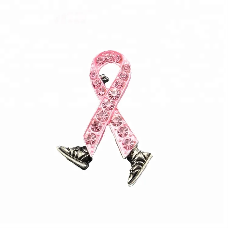

Rhinestone Pink Ribbon Nurse Medical rhinestone pink Breast cancer brooch pins for women, Colorful