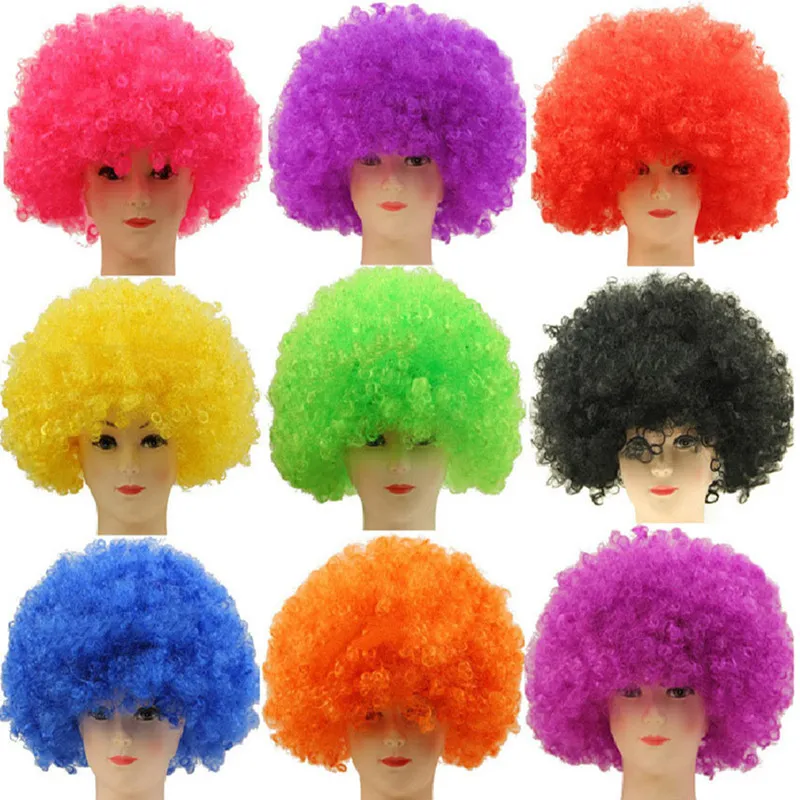 

Hot Sale Cosplay Crazy Party Cheap Colorful Synthetic Afro Wigs, N/a